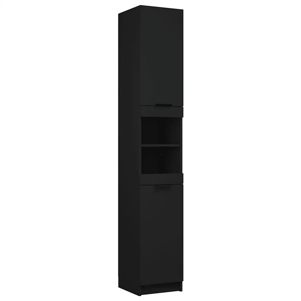 Armadietto da Bagno Nero 32x34x188,5 cm in Legno Multistrato 811323