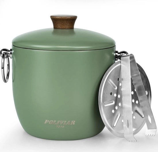 Iscopriatore a doppia parete in acciaio inossidabile, 2,5 l, iscopriatore con coperchio e pinza, iscopriatore per bevande fredde, raffreddatore premium, ideale per birra, champagne, vino