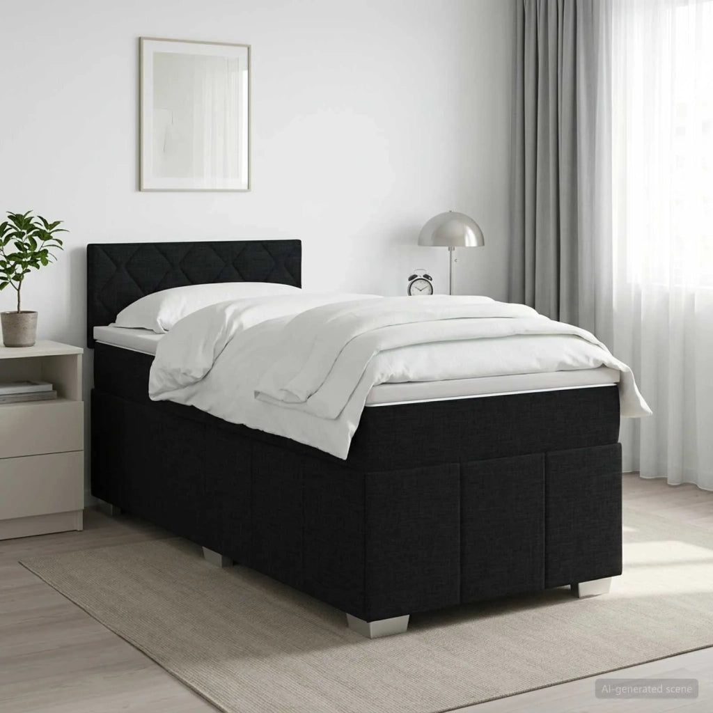 Letto box spring con materasso Nero 90 x 200 cm Tessuto 3451131