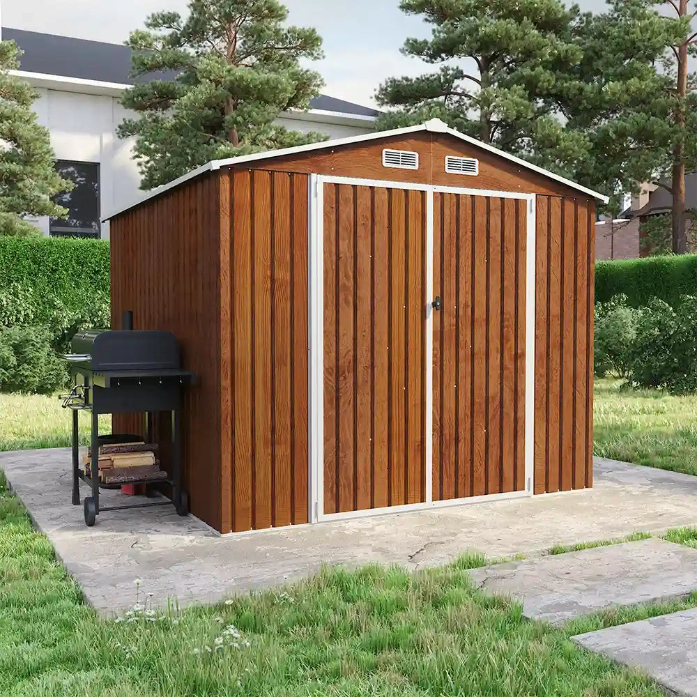 Casetta da giardino in acciaio zincato effetto legno 2,56x2,56xh2,16m - 111kg - 6,55 metri quadri
