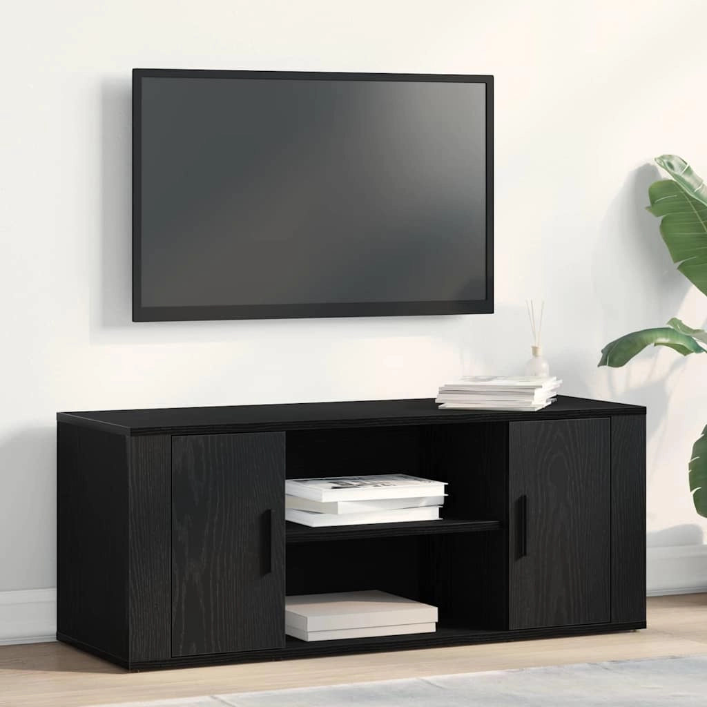Mobile TV 100 x 35 x 40 cm Rovere nero Legno ingegnerizzato