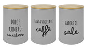 Contenitori Certificati Contatto Alimentare Contenitore Sale Zucchero Caffè Moderne Scritte Barattolo Con Coperchio Ermetico Legno Bambù Dispenser Organizzatori Alimenti Spezie Grigio