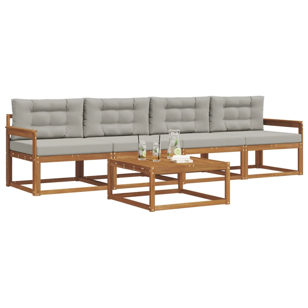 Set di divani da esterno 5 pcs Grigio Naturale e Chiaro 3367149