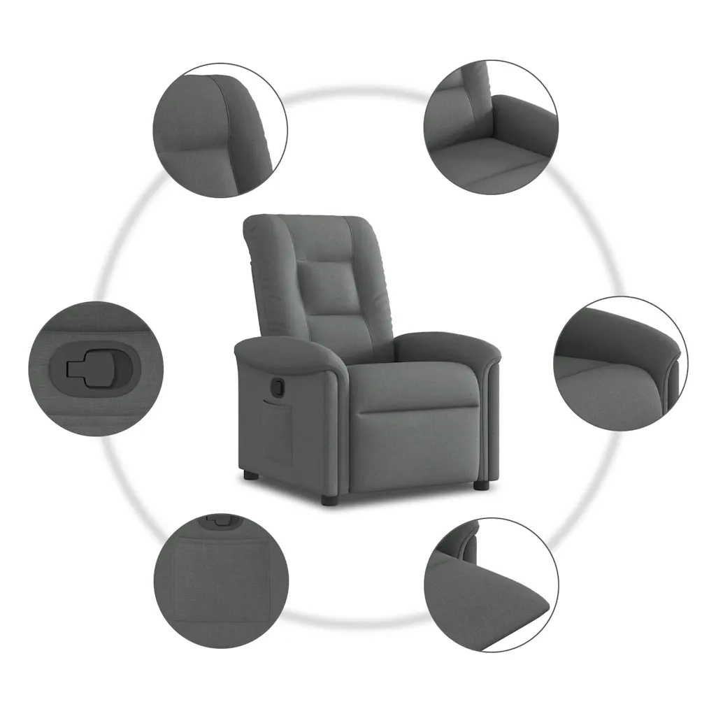 Divano Sedia-Poltrona Reclinabile in Tessuto Grigio Scuro 670455