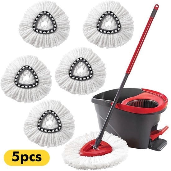 Mop 360 gradi con microfibra - facile da utilizzare - set di tre teste - 360 gradi rotativo per pulire pavimenti