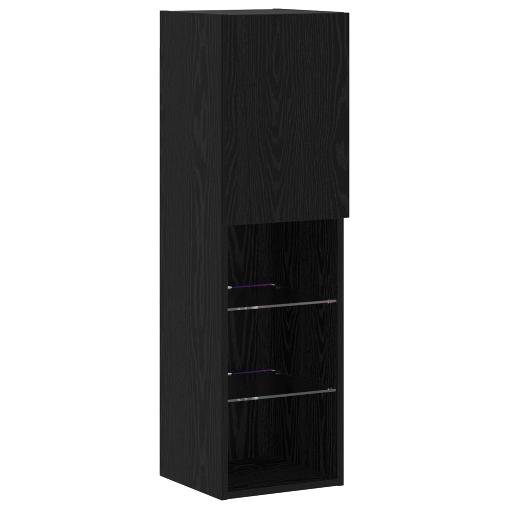 Set di UnitÃ  TV da Muro 8 Pezzi con LED Quercia Nera Legno Ingegnerizzato