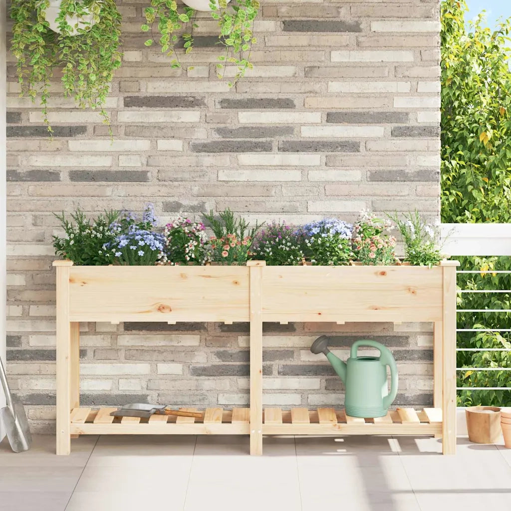Vaso da giardino con lo scaffale-Fioriera con Mensola Esterno-Contenitore per Piante Beige 161,5 x 45 x 76,5 cm