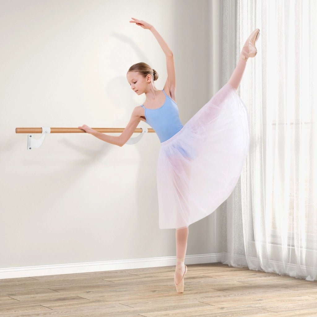 Barra per balletto singola a parete da 120 cm-Attrezzatura per balletto yoga stretching per casa palestra Bianco