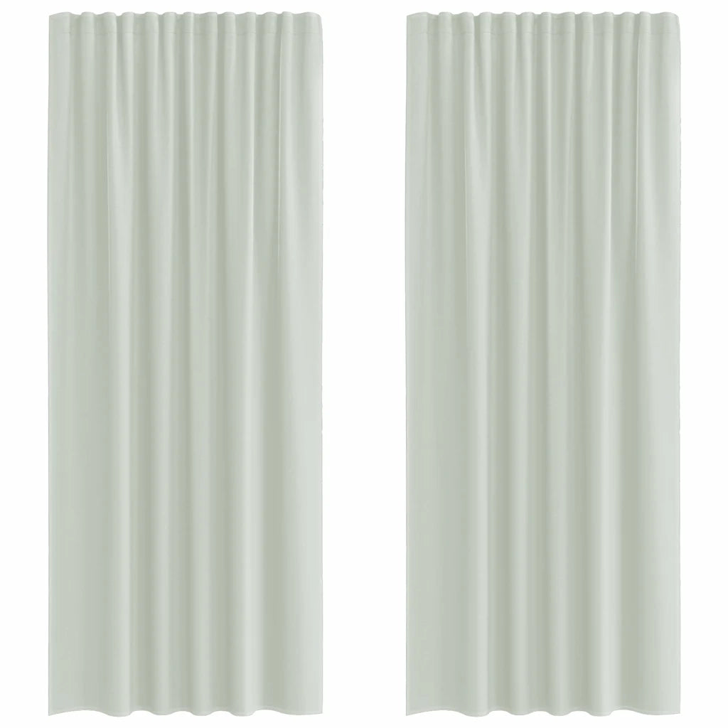 Tende in Voile con Tasche per Aste 2 pz Grigio Chiaro