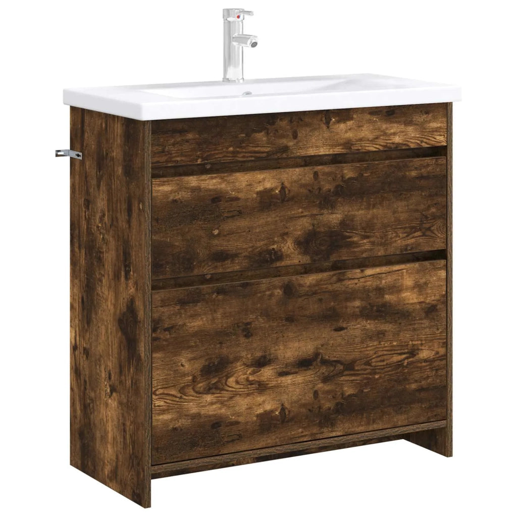 Mobiletto da Bagno Sotto Lavabo Rovere Fumo 78,5 x 37,5 x 81 cm