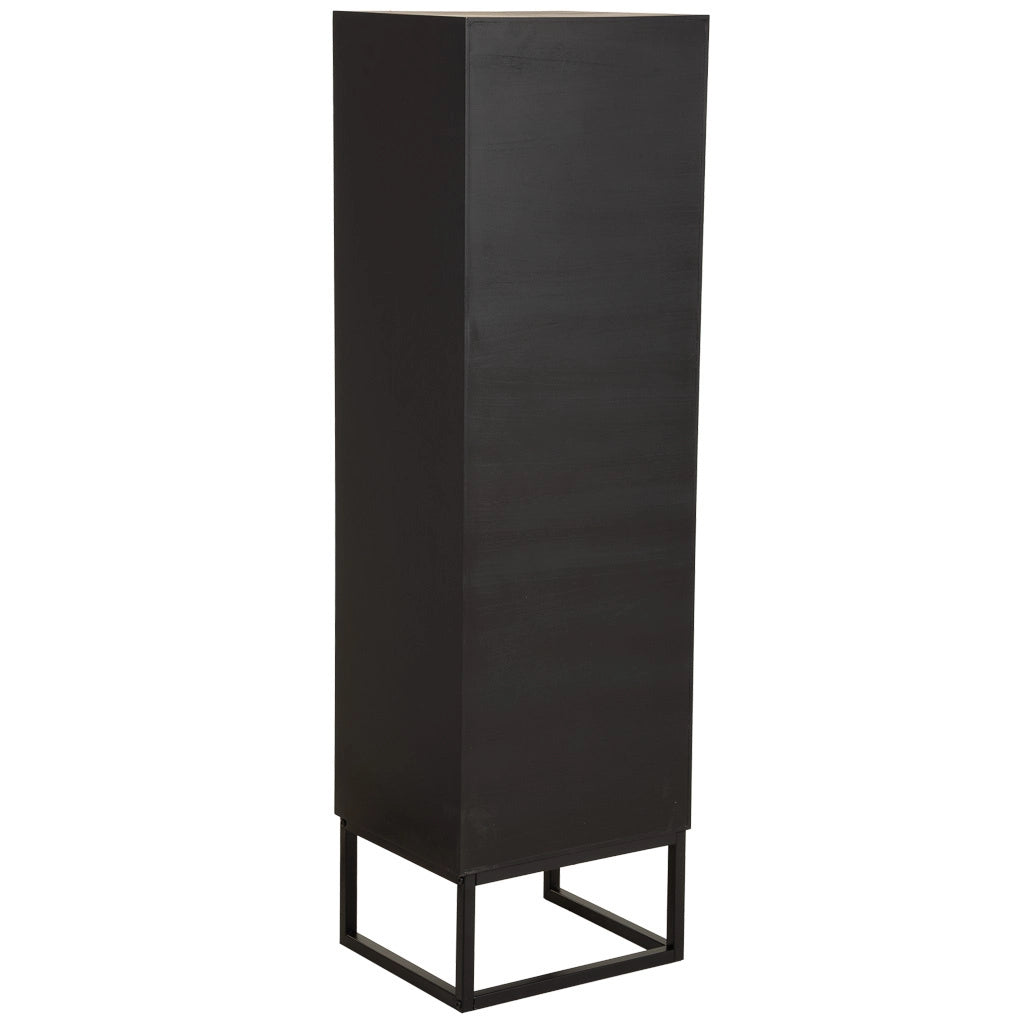 Mobiletto in legno di recupero nero con 2 ripiani 40,5x37x139,5h cm
