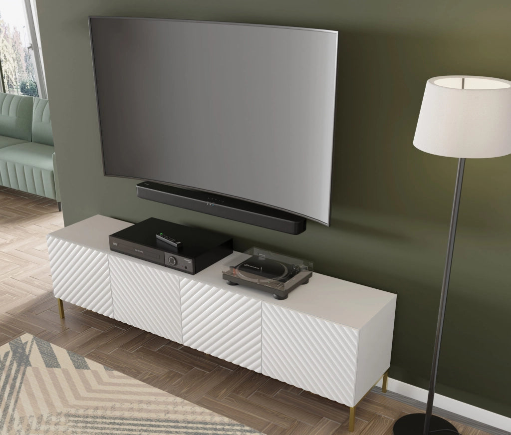 PORTA TV SURF 200 4D GAMBE BIANCO LUCIDO ORO