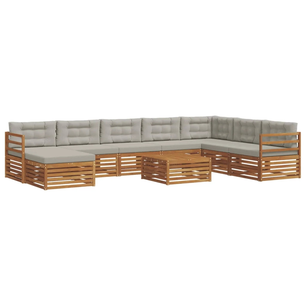 Set di divani da esterno 9 pcs Grigio Naturale e Chiaro