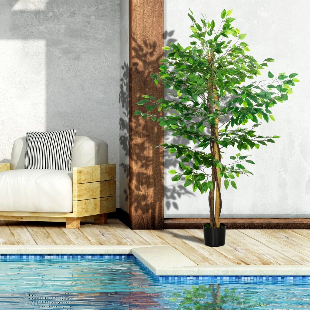 Pianta Finta Ficus 150 cm con Vaso ¨C Zephmum ¨C Verde Realistico Tronco Liane