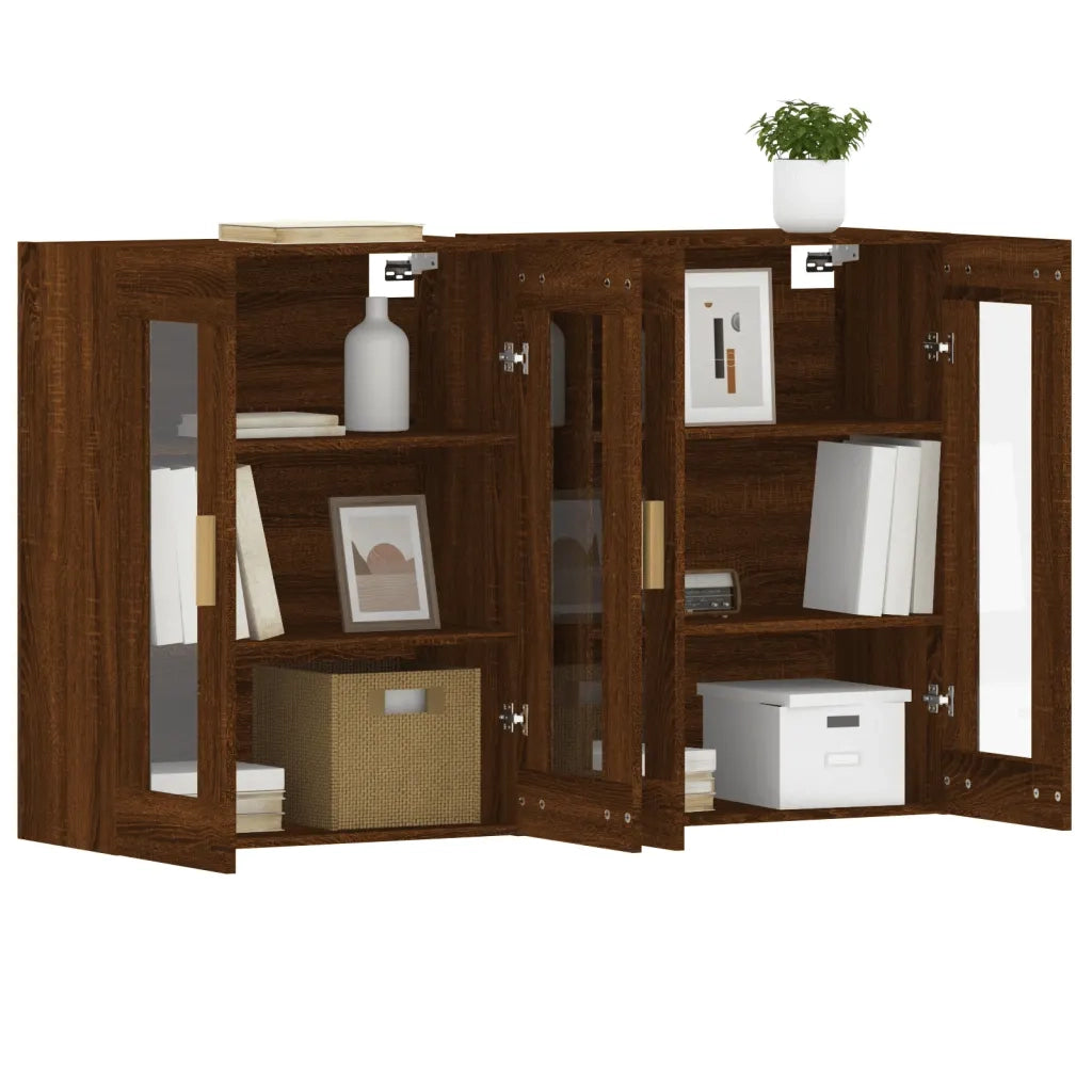 Armadietti a Parete 2 pz Rovere Marrone in Legno Multistrato 3197904