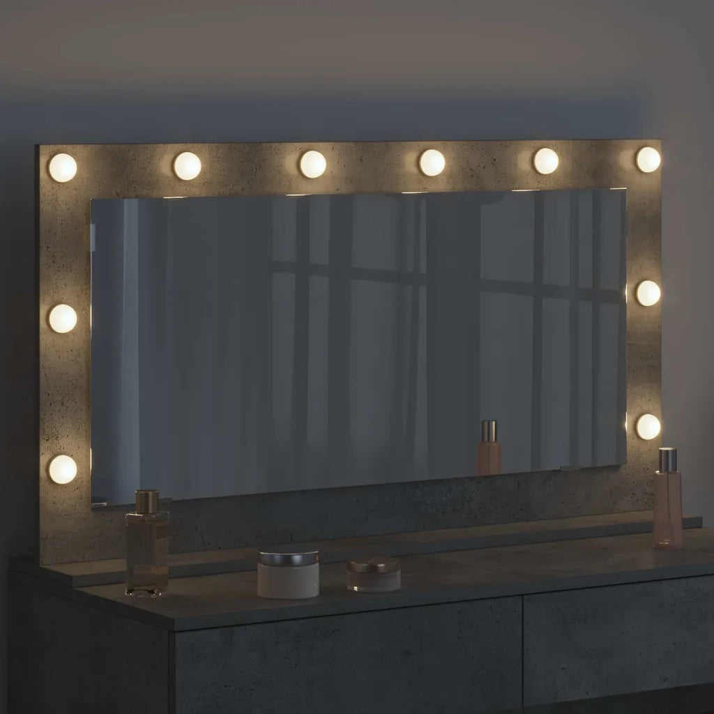 Specchio da Vanità Grigio cemento 100 x 55 x 18 cm Rettangolare 868304
