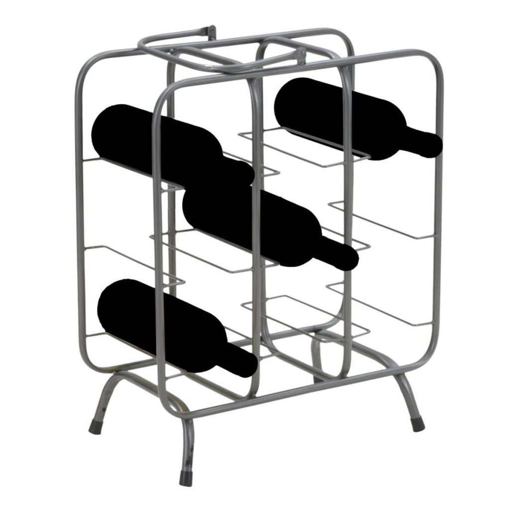 Portabottiglie rack rettangolare in ferro grigio scuro 9 posti 40x23x47,5 cm