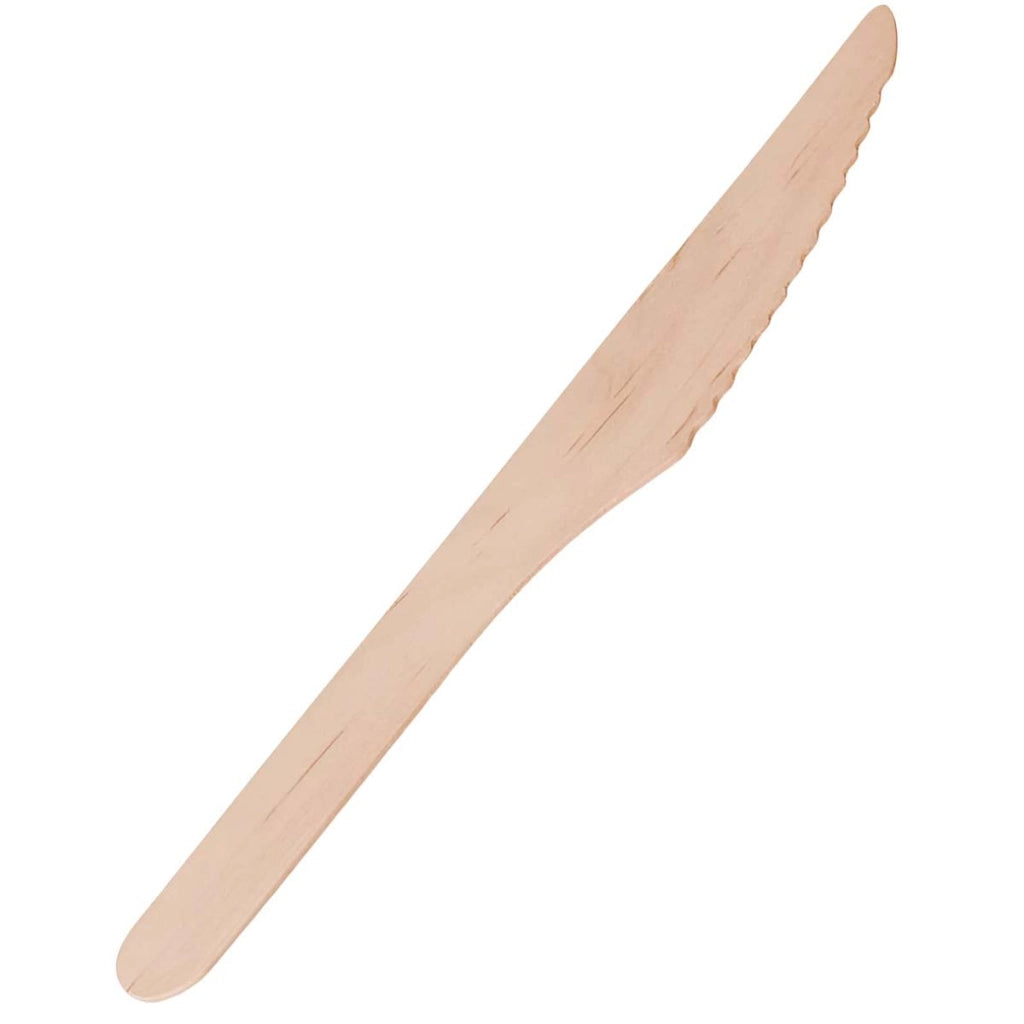 Set di 50 Coltelli in Legno Naturale Monouso 16 cm Beige Alpina