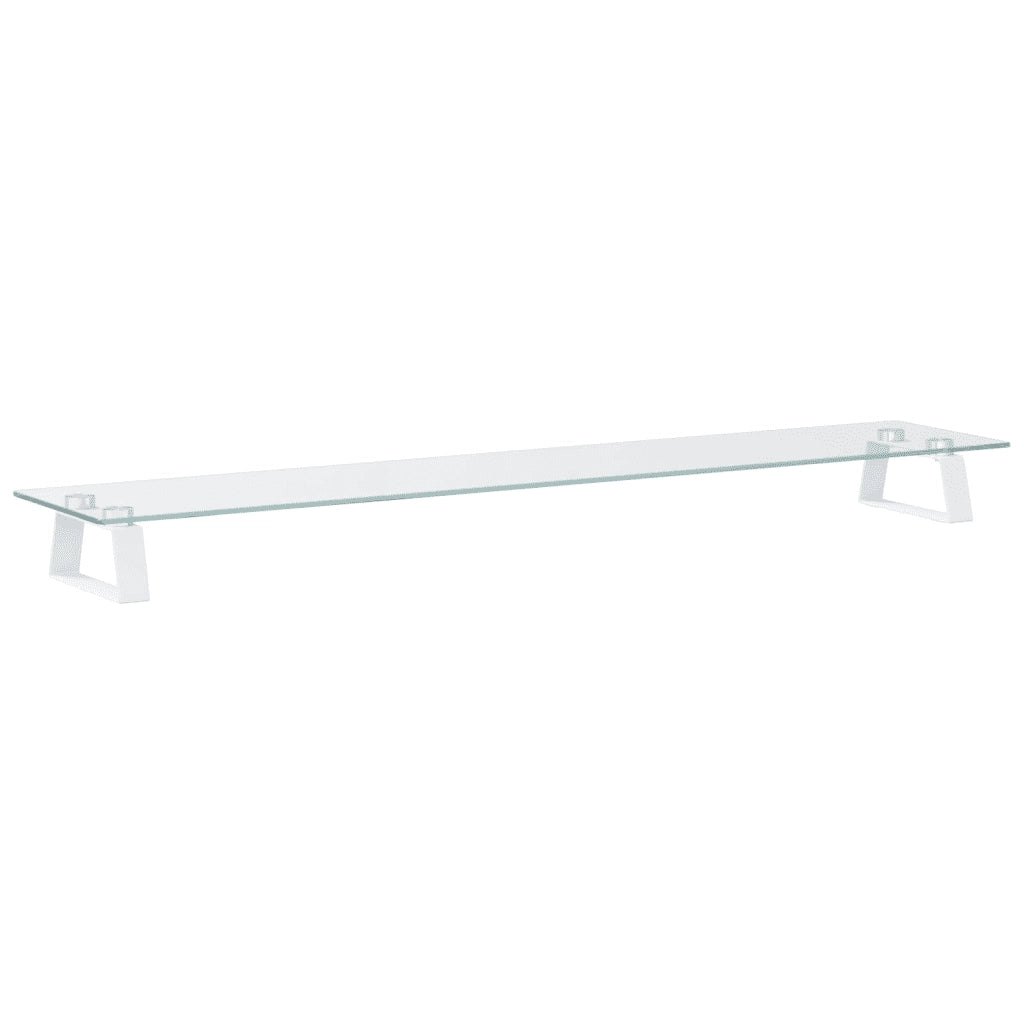 Supporto per Monitor Bianco 100x20x8cm Vetro Temperato Metallo 374218