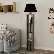 Lampada da terra in legno con libreria Giorno 45x163,5 colore dark coffee