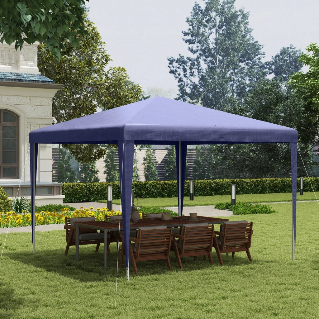 Gazebo da Giardino 293x293x252H cm Pieghevole e Portatile con Copertura Anti UV Blu
