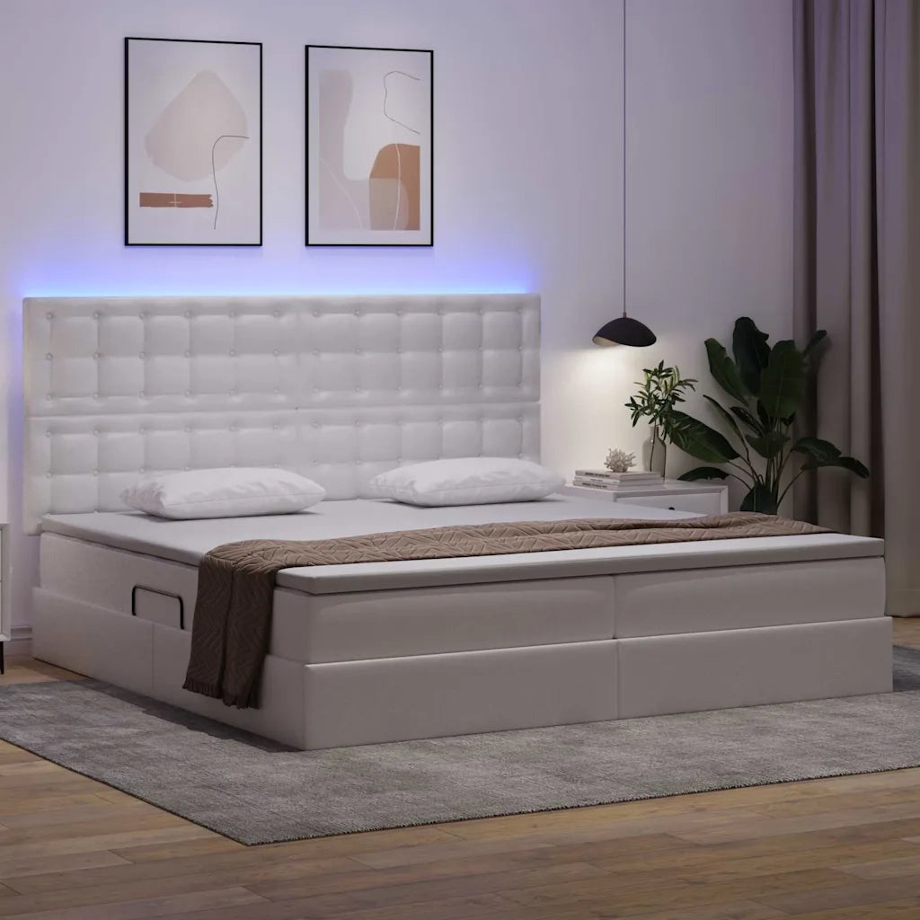Letto con contenitore e LED con led Bianco Puro 200 x 200 cm 3372318