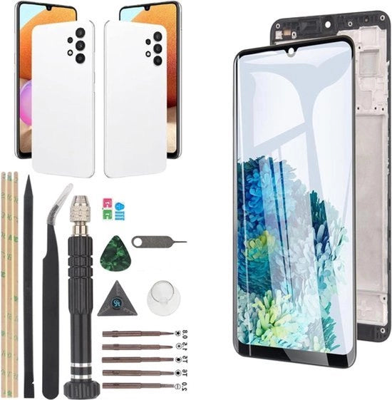 Verniciatura LCD touch-display digitizer per Samsung Galaxy A32 4G/A325F/A325F/DS/A325M/A325N - nero con cornice - inclusa kit.
