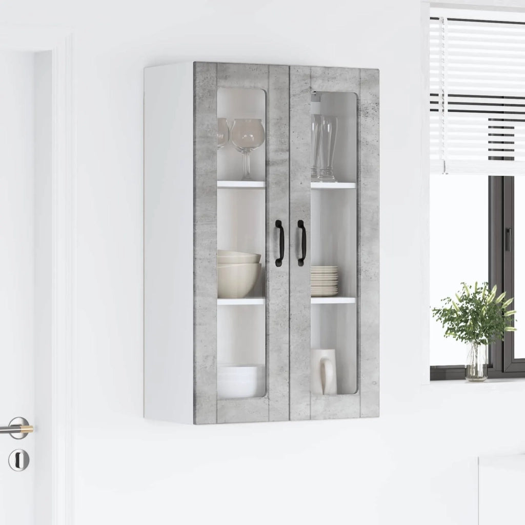 Mobile in vetro da parete PORTO Grigio cemento 60 x 31 x 100 cm 885528