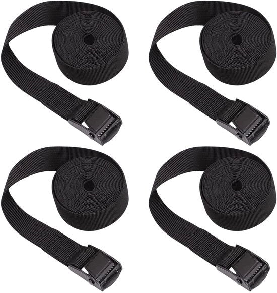 Pacchetto con 4 cinture a molla, cinture di fissaggio, 5 x 400 mm cinture a molla, espansore con viti, cinture a molla con chiusura a molla (nero)