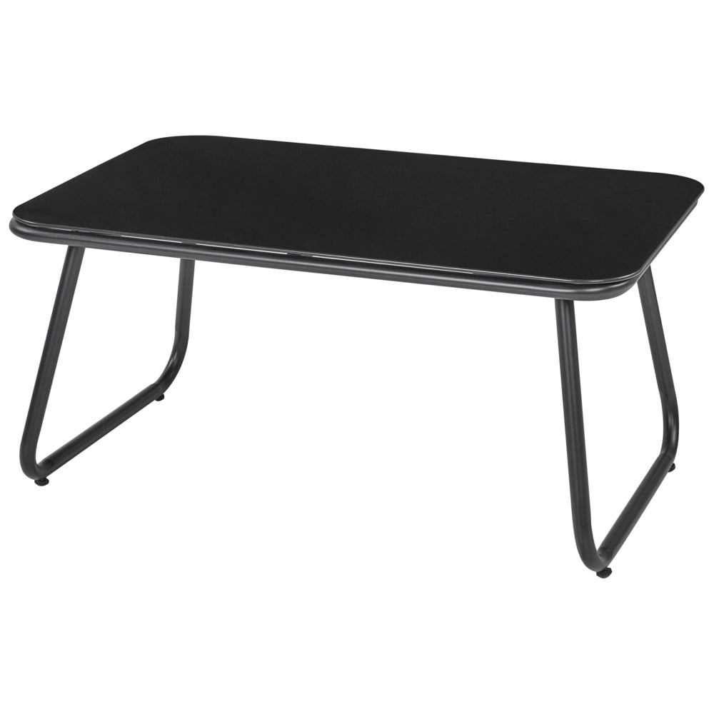Set da giardino in acciaio nero con cuscini grigi Set da salotto 4 posti Tavolo moderno