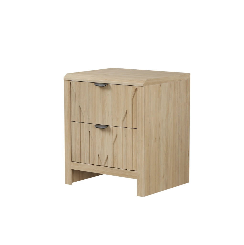 Comodino in MDF e pannello truciolare effetto rovere con cassetto