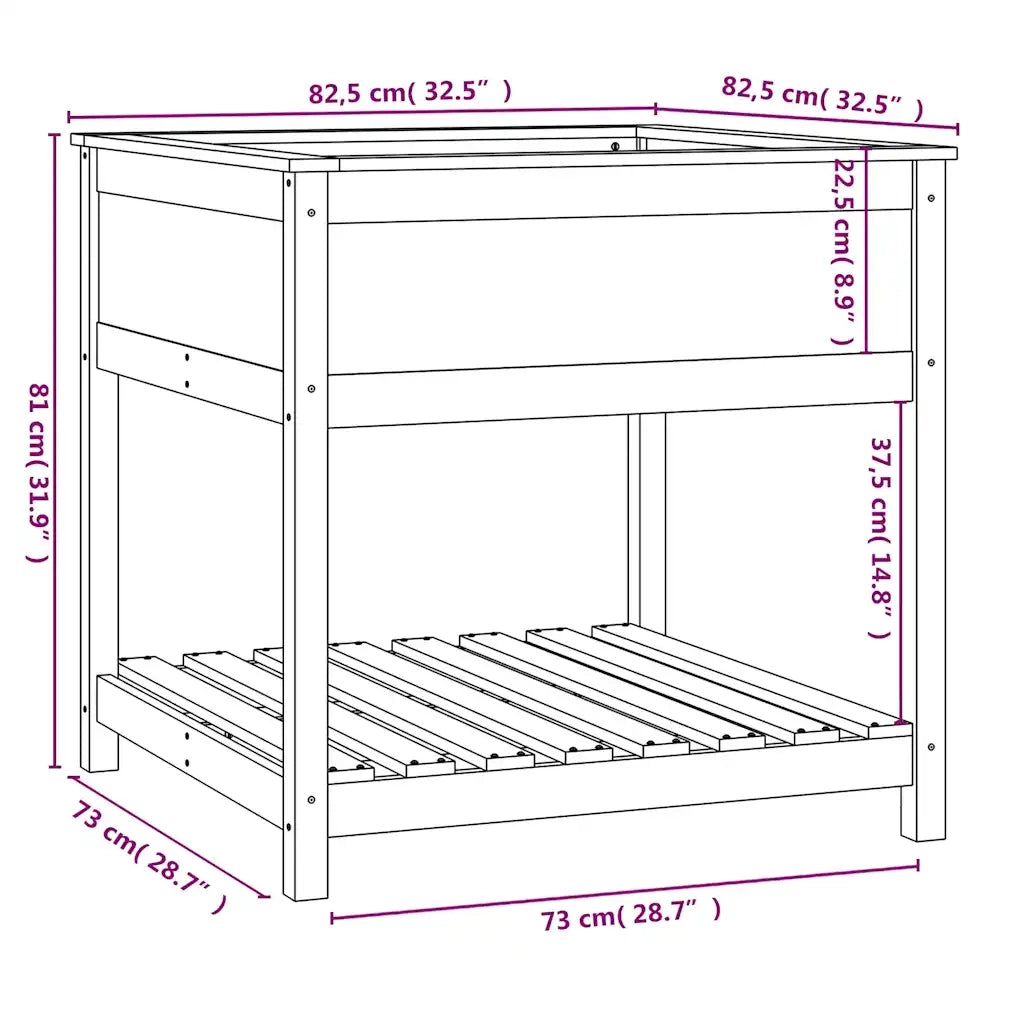 Fioriera con Mensola Bianca 82,5x82,5x81 cm Legno Massello Pino 823795