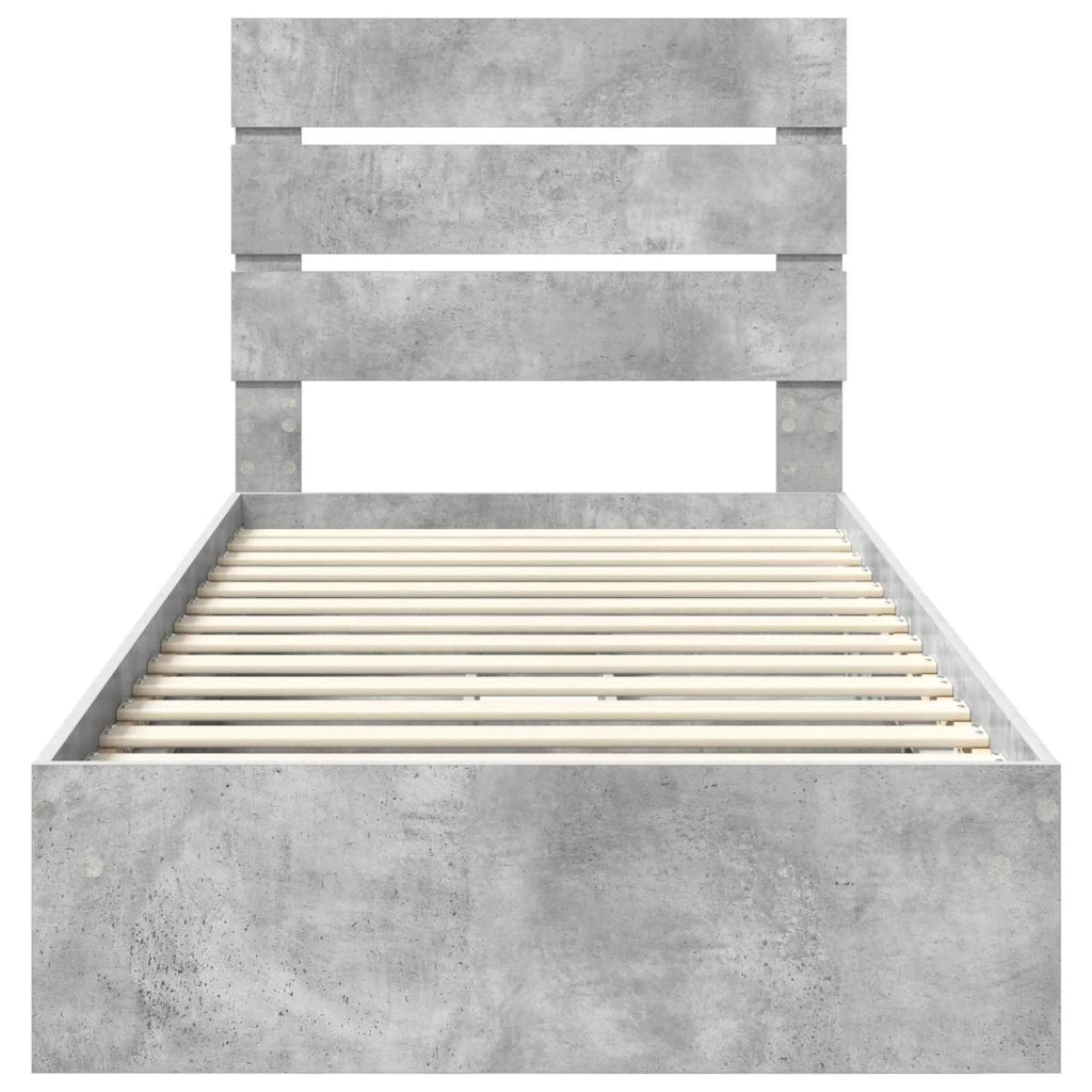 Letto con Contenitore con testiera Grigio cemento 70 x 190 cm