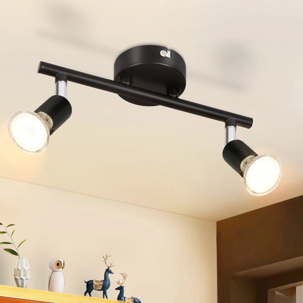ZMH Faretto da soffitto neri 2 luci GU10 rotativi 330° anche parete per corridoi camere salotti