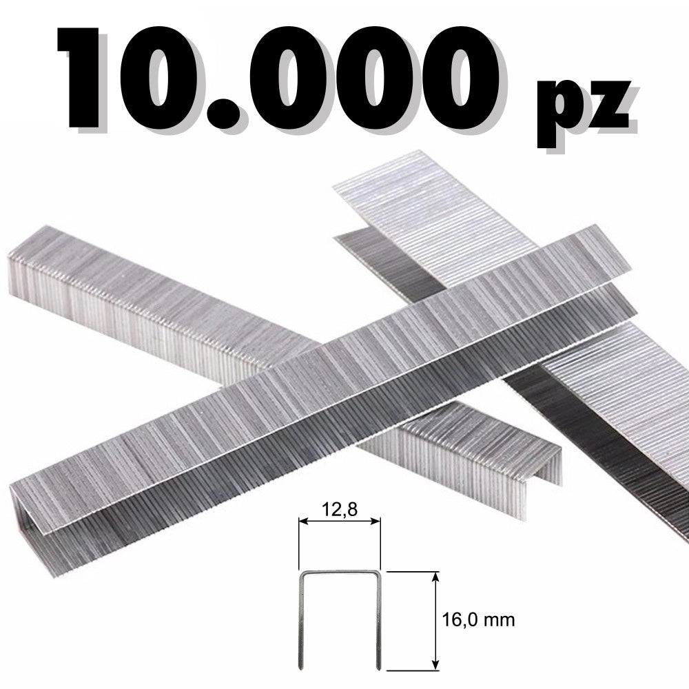 Trade Shop - Graffette Punti Metallici 10000 Pz Graffettatrici Pneumatiche 12.8 X 12 Mm 8016 -