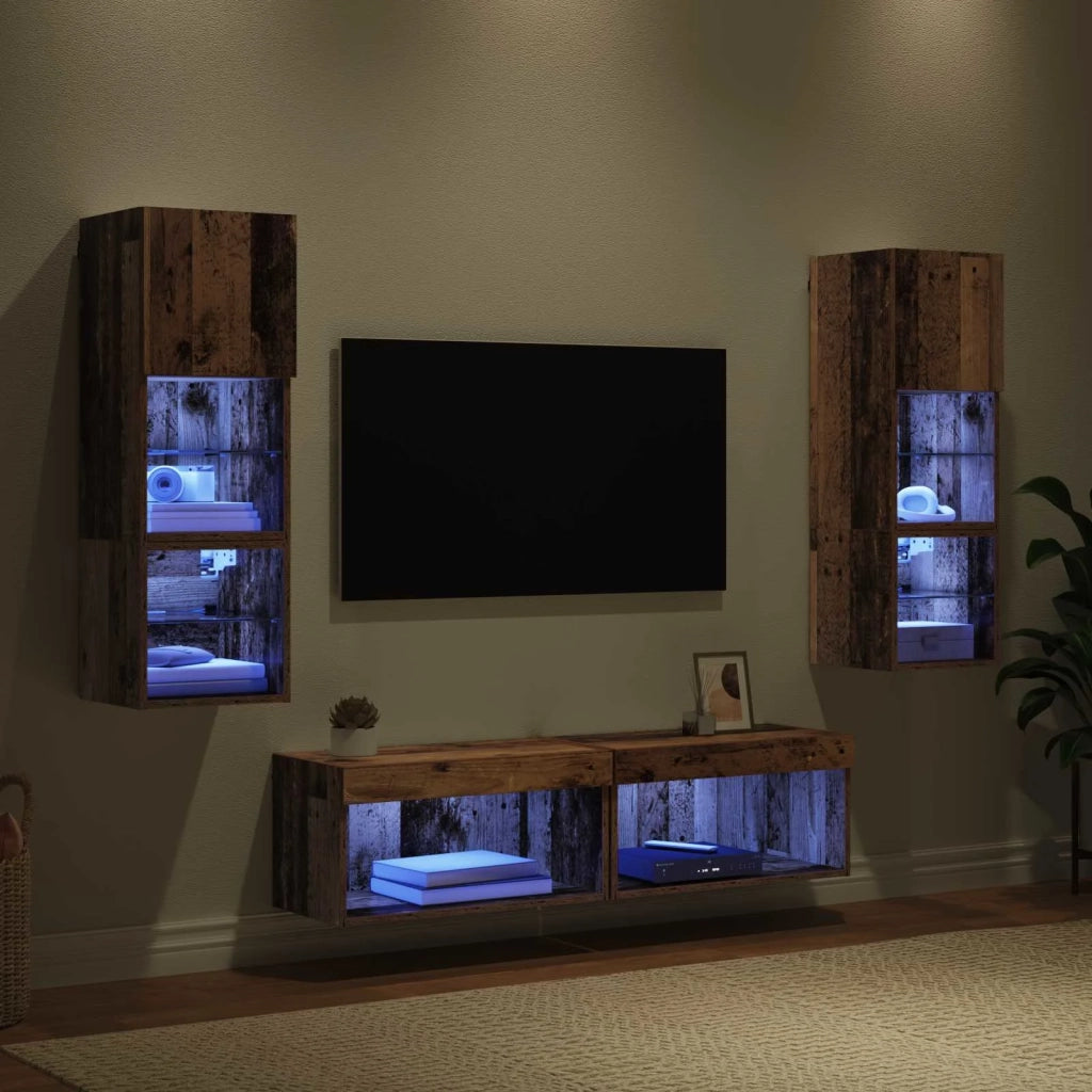 Unità TV da Parete 6 pcs Legno vecchio Legno multistrato