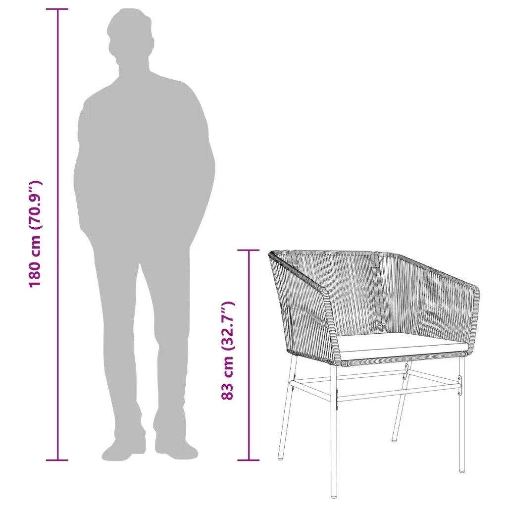 Sedie da Giardino 2 pz | Sedie da Esterno con Cuscini Grigio in Polyrattan