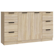 Credenze 3 pz | Madia | Buffet da pranzo | Armadio da pranzo Rovere Sonoma in Legno Multistrato