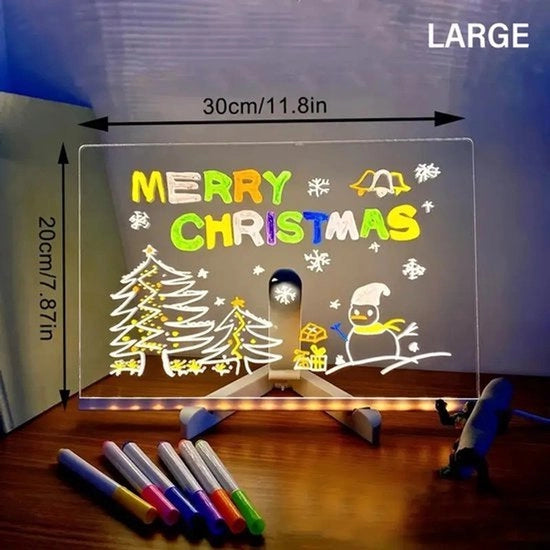 Pannello acrilico illuminato per appunti, pannello whiteboard illuminato standard che può essere utilizzato anche come pannello per messaggi illuminato – pannello whiteboard elettronico acrilico