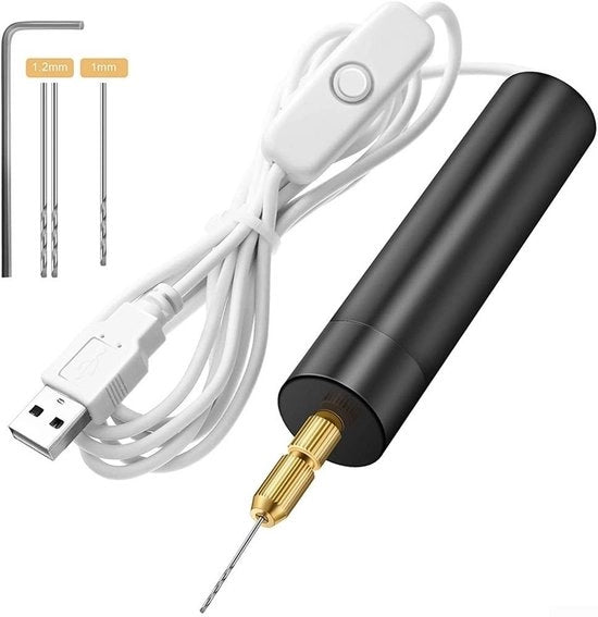 Strumento elettrico per gravatura - Pennello mini per gravatura - Portatile e compatto - Nero - Trapano USB - Ideale per gioielli - 11,5 x...