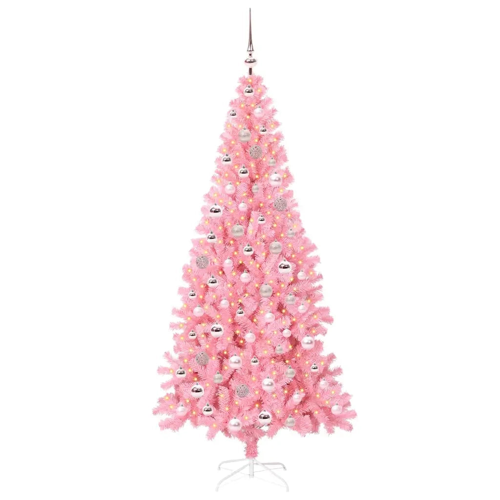 Albero di Natale con 300 LED con supporto Rosa 210 cm PVC