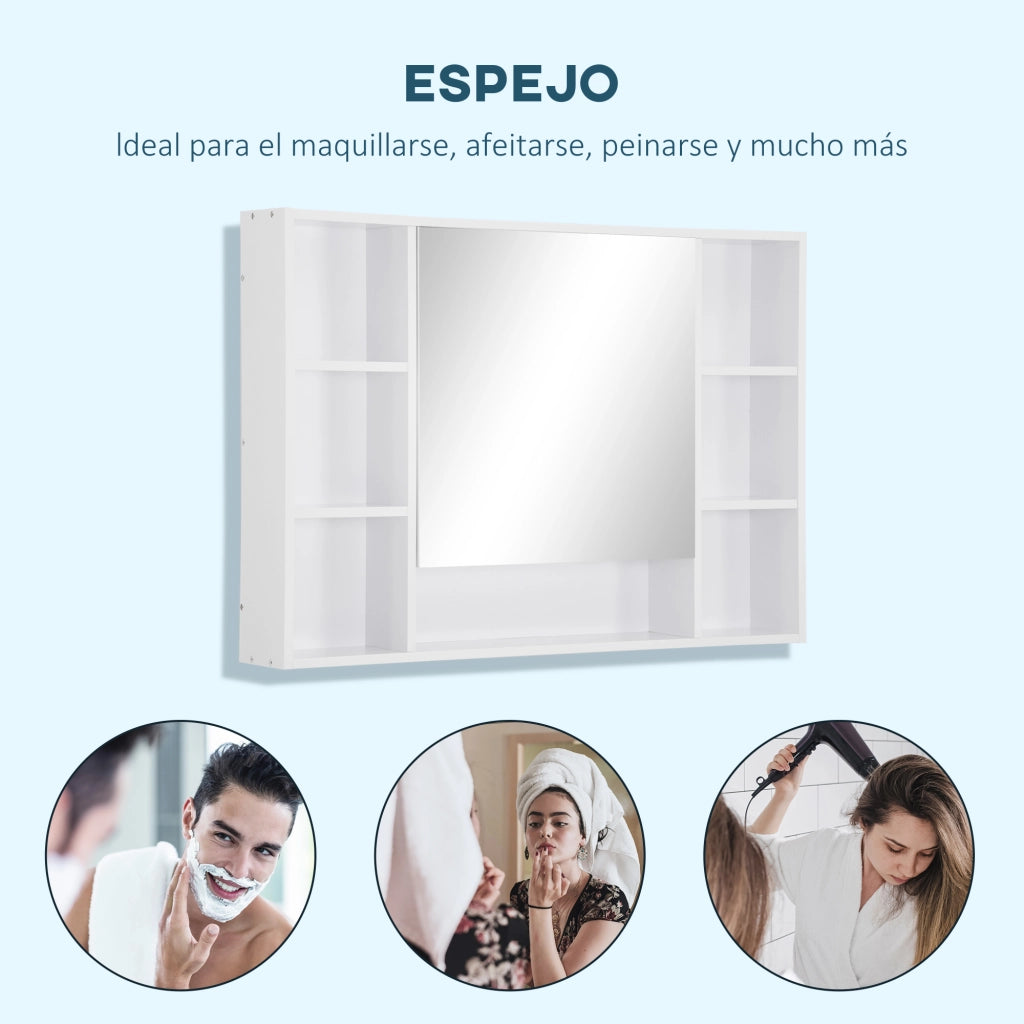 Armadietto Bagno con Specchio Ante e Ripiani ¨C Zephmum ¨C Bianco 100x15x70 cm