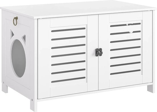 Cassa di archiviazione - Mobili per animali - Con griglie - Camera da letto - Salotto - In legno - Bianco - 60 x 45 x 50 cm.