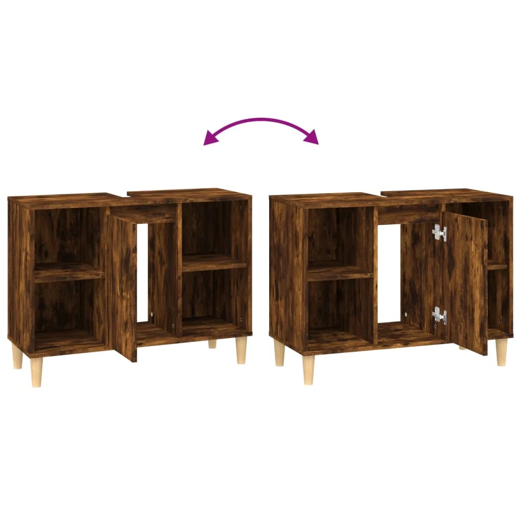 Mobiletto sottolavabo da bagno 80 x 33 x 60 cm in legno ingegnerizzato marrone 02_0006819