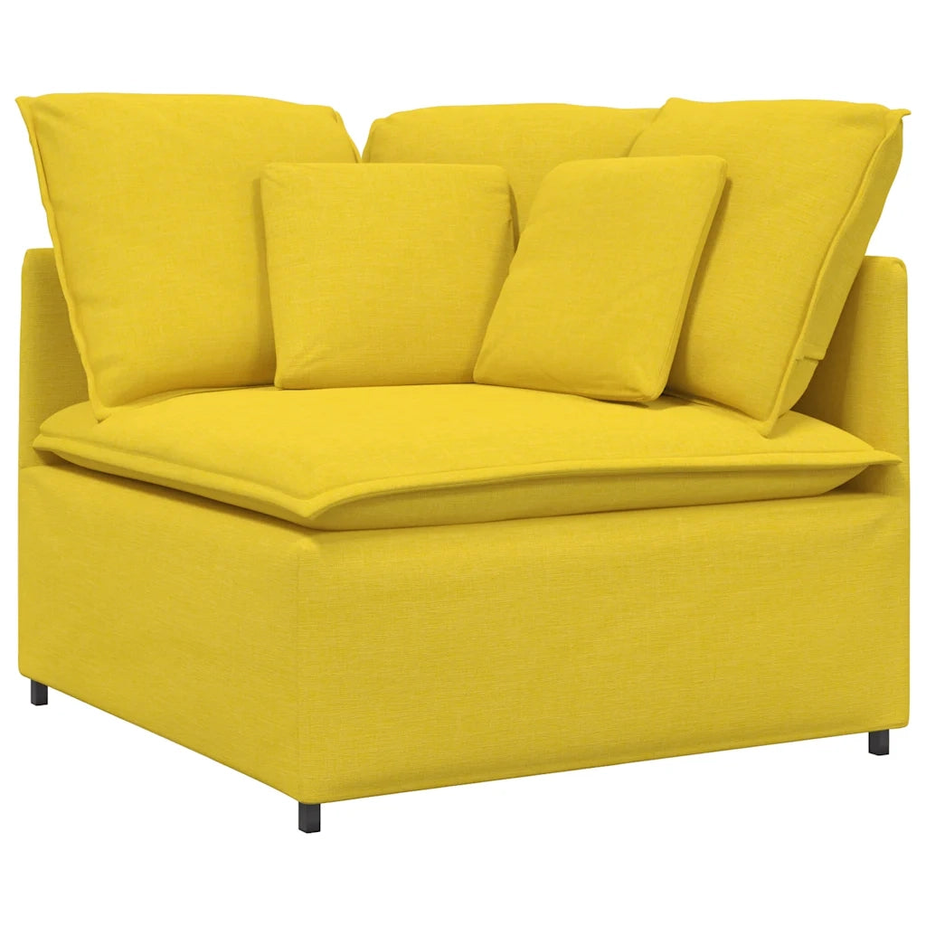 Modulo Angolare Divano Modulare con Cuscini Giallo Chiaro 100cm