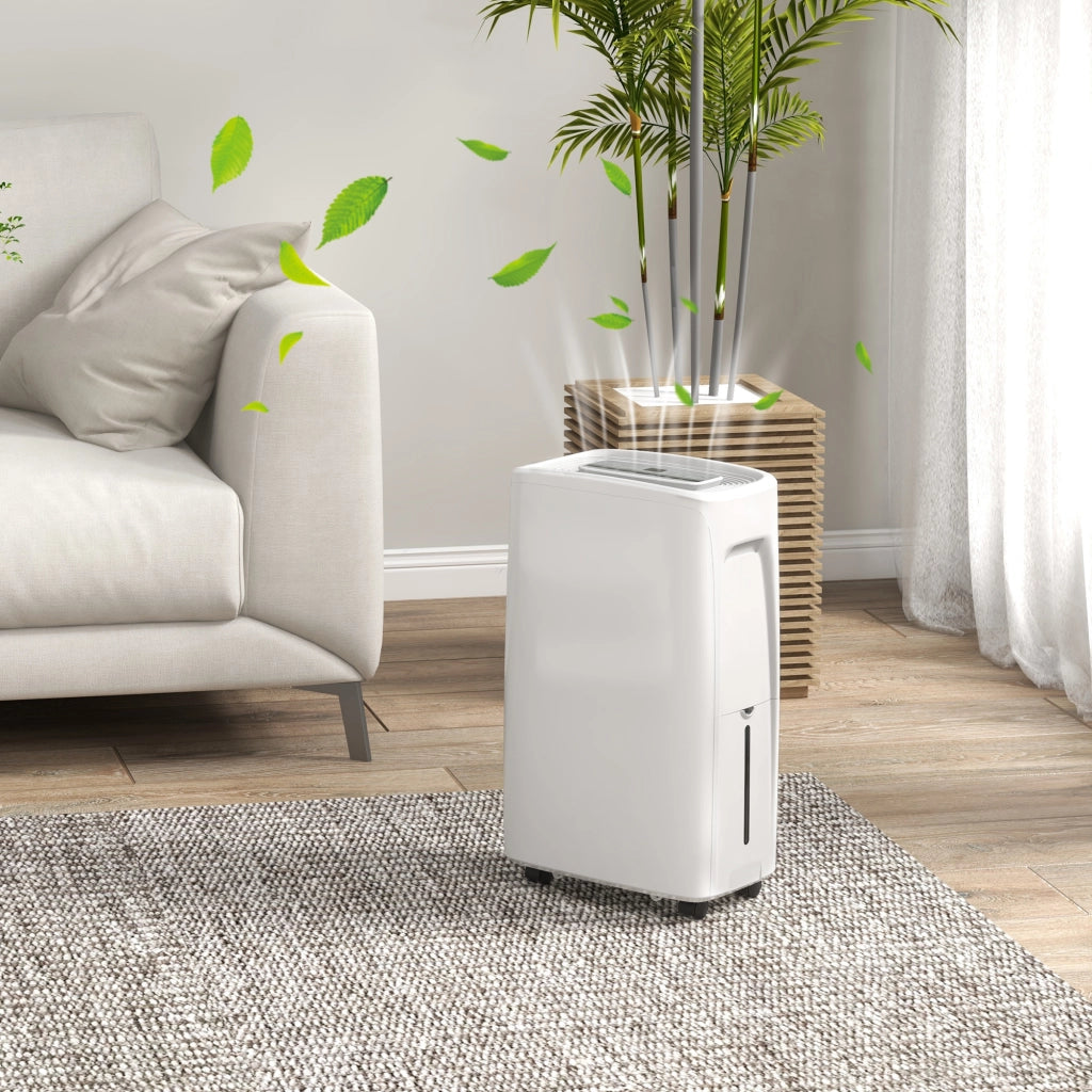 Deumidificatore Elettrico Silenzioso 12L/Giorno 4 Modi 2 Velocit¨¤ ¨C zephmum ¨C 29x18x49 cm Bianco