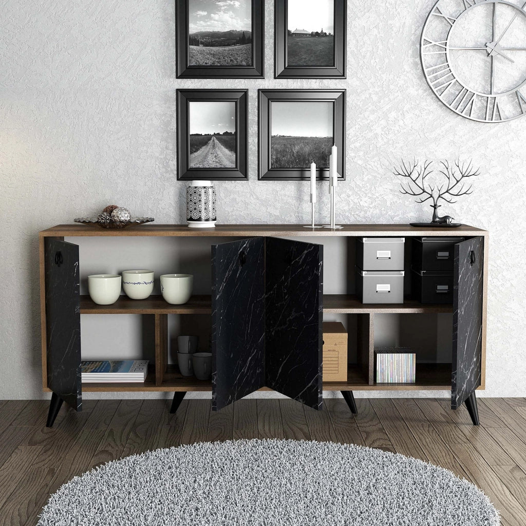 Credenza in legno "Elite" - 180 x 45 x 80 cm - Nero