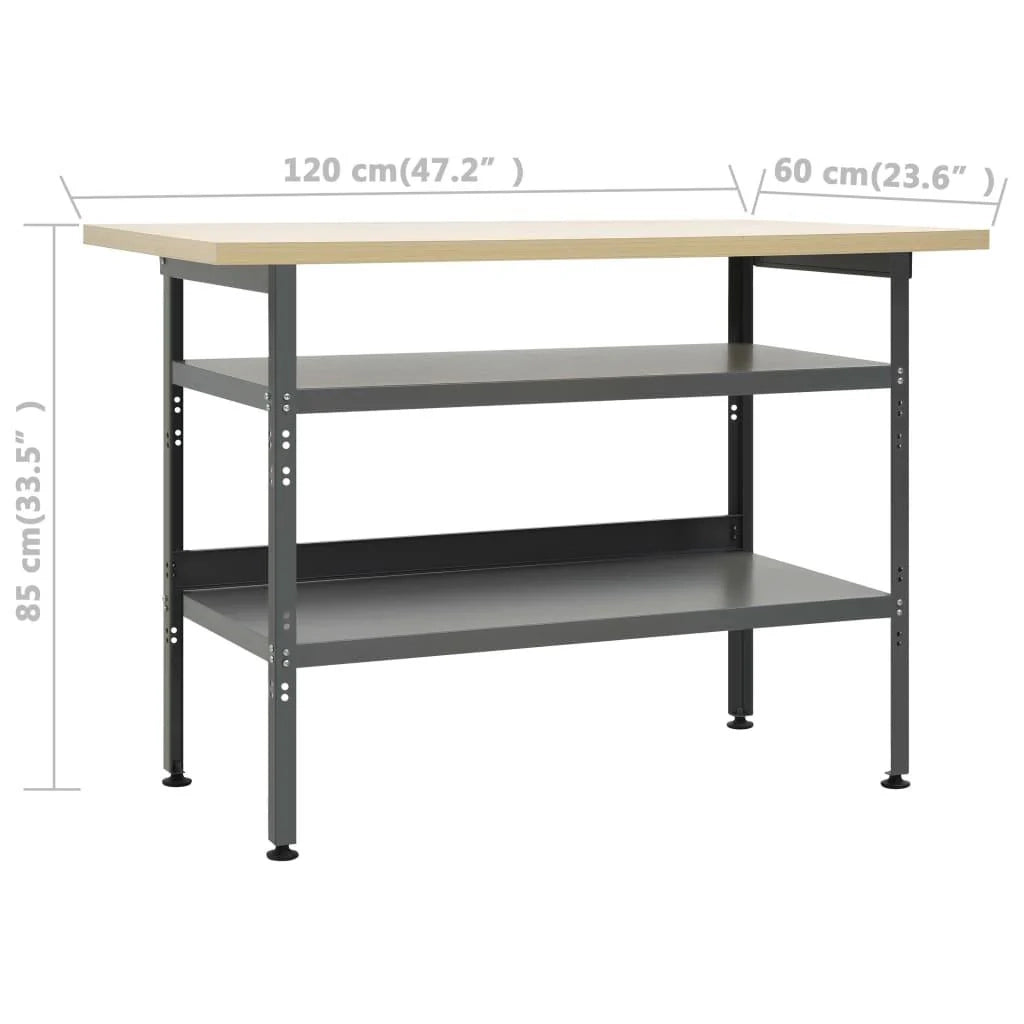Banco da lavoro da 120 cm con 3 pannelli a parete e 1 mobiletto da garage tavolo da lavoro grigio/nero 02_0003662