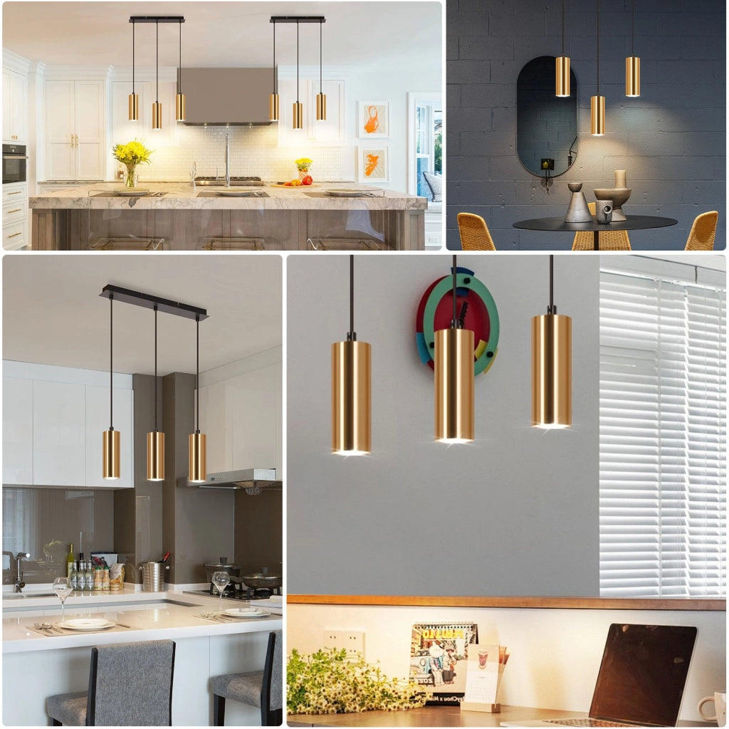 Lampada a sospensione ZMH 3 luci Oro Nero Vintage GU10 Industriale