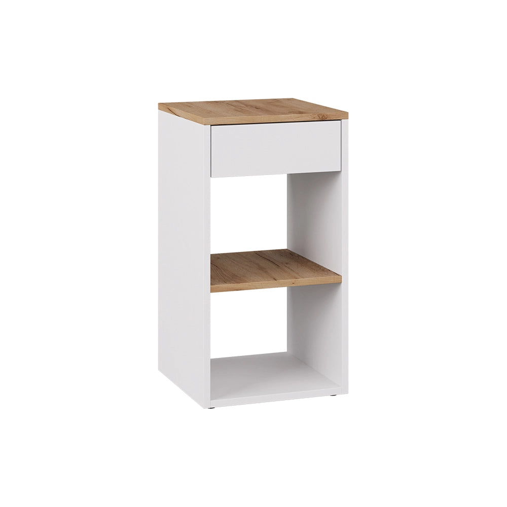 Vicco Comodino camera da letto Rovere bianco/dorato 35 x 65 cm con 1 cassetto